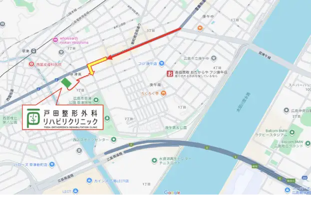 庚午三叉路から第2駐車場まで（手前で左折ver）